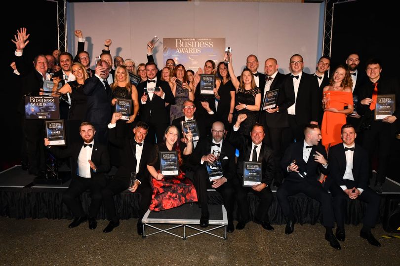 Group of people in formal eveningwear, they are the Lincs Media Awards 2019 Winners