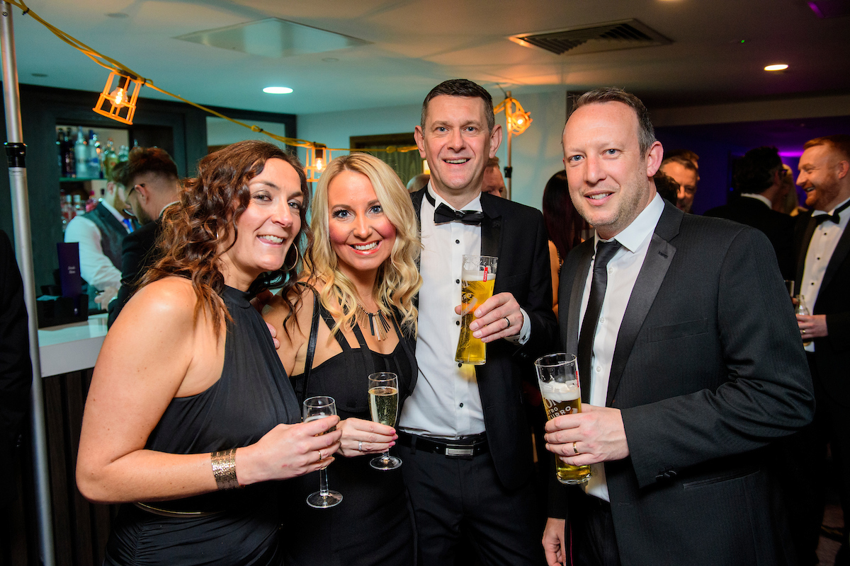Group of people holding drinks during The Greater Lincolnshire Construction and Property Awards 2020