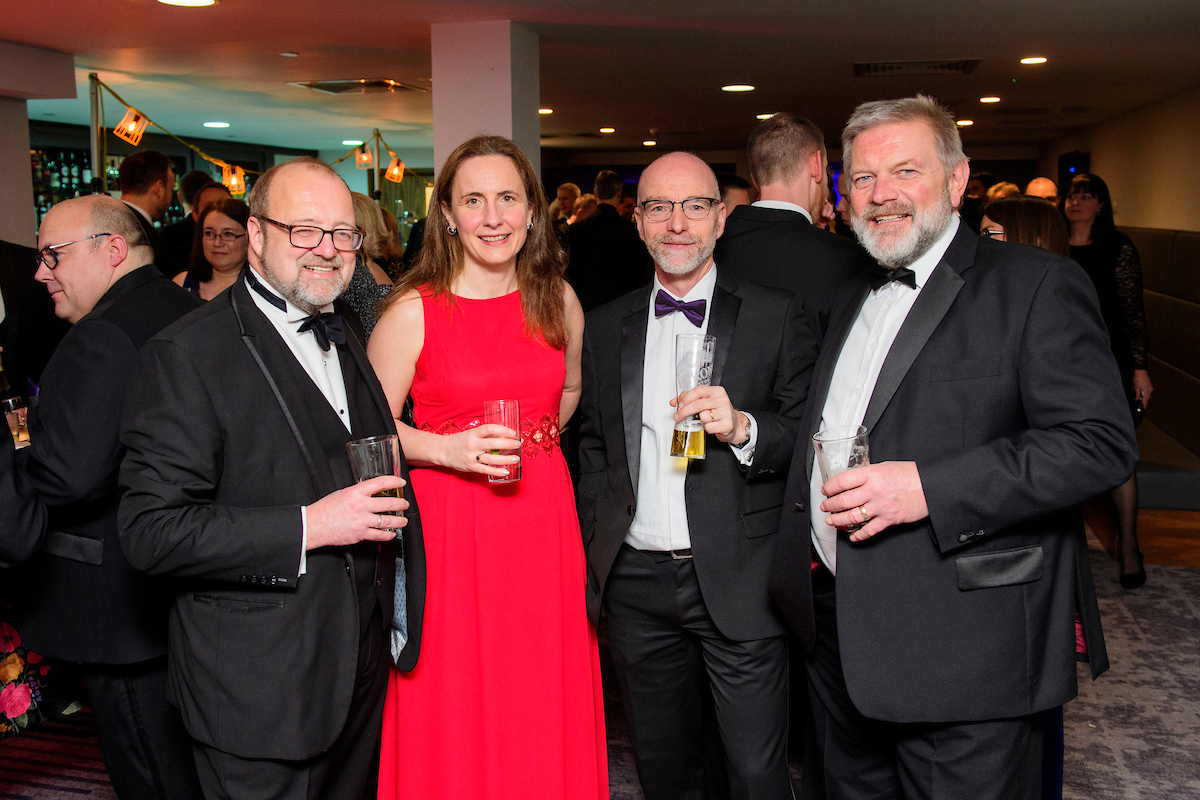 Group of people holding drinks during The Greater Lincolnshire Construction and Property Awards 2020