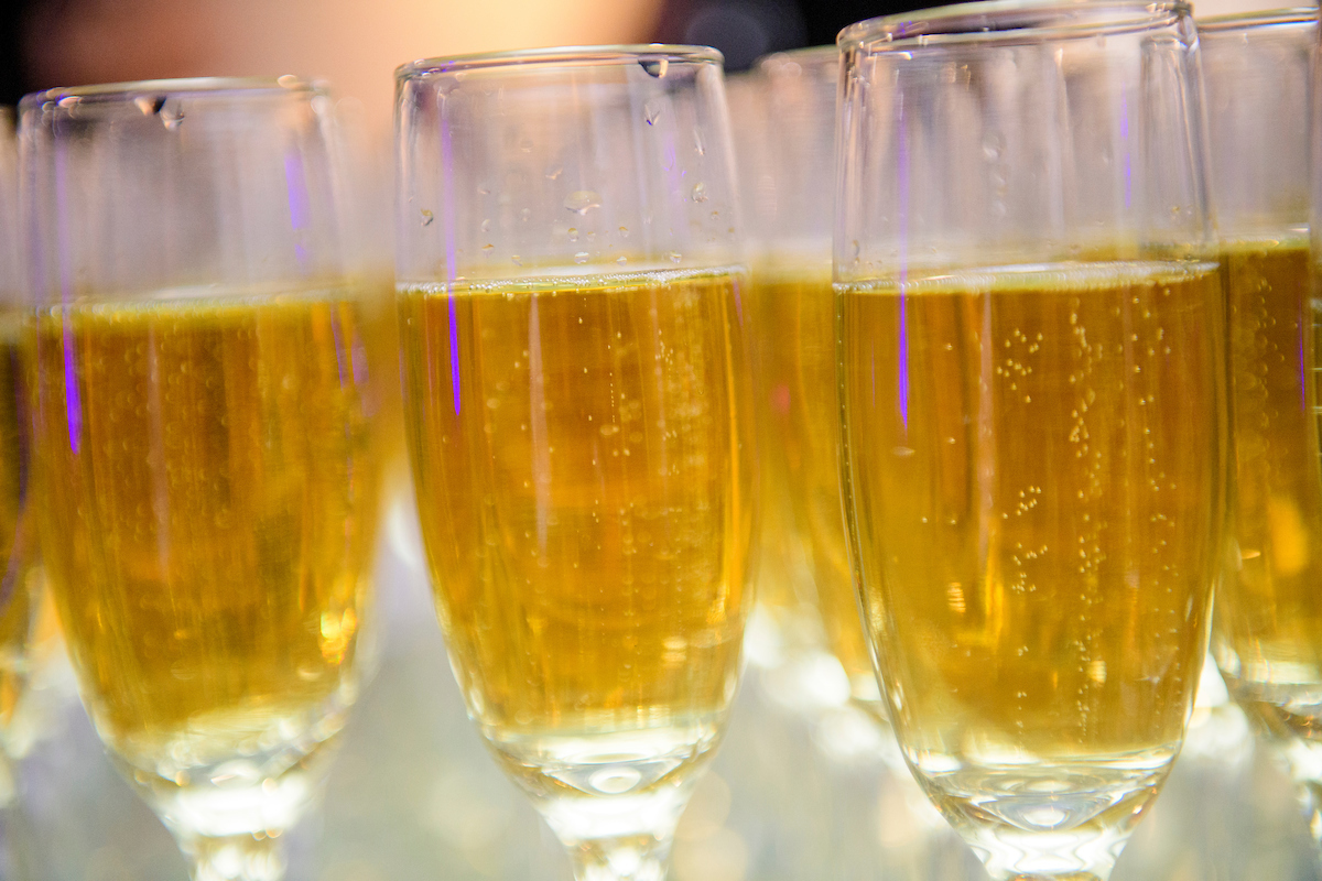 Close up of champagne glasses