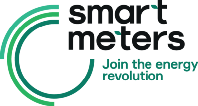 Smart Meters logo with green detailing and tagline 'join the energy revolution'