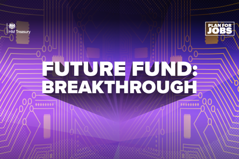 Purple background with text Future Fund Breakthrough and logos