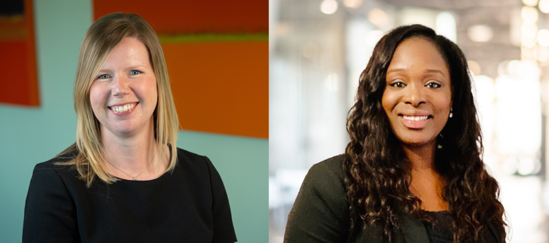 Catherine Rickett and Bukola Obadun-Craigs, of Roythornes. two women smiling and posing