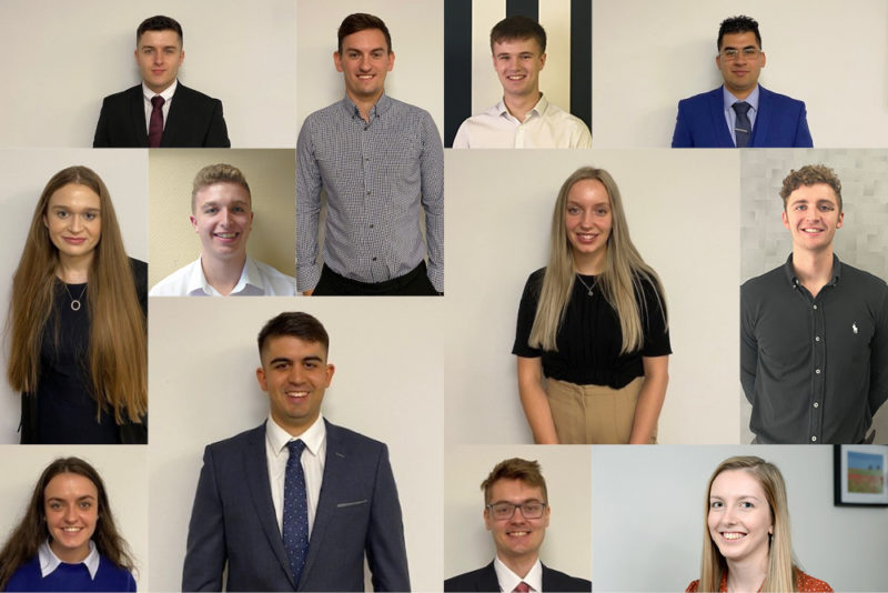 A collage of young men and women, Recent graduates from Duncan & Toplis' training scheme
