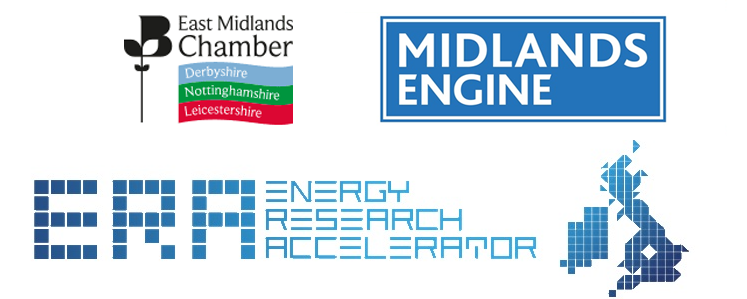 Logos of East Midlands Chamber, Midlands Engine and ERA