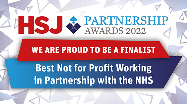 Banner with text in red and blue banner about the HSJ Awards