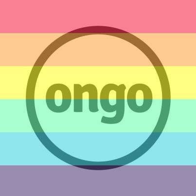 Black circular Ongo logo on rainbow background